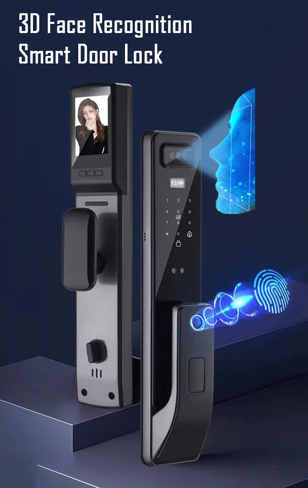 Biometric Smart Door Lock 3D Face | Fingerprint WiFi Deadbolt | App Keyless Entry