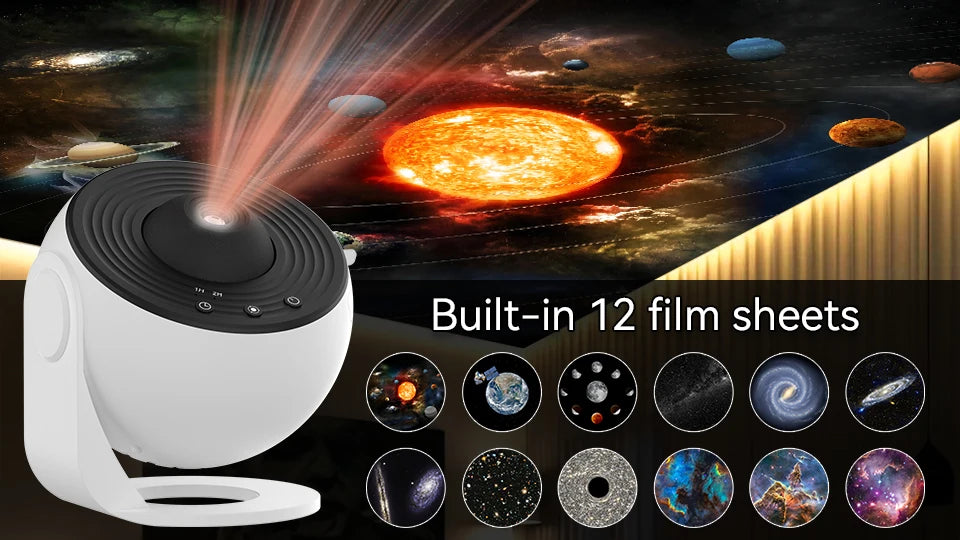 Galaxy Star Projector – 12-in-1 Rotating Planetarium Night Light for Bedroom & Kids
