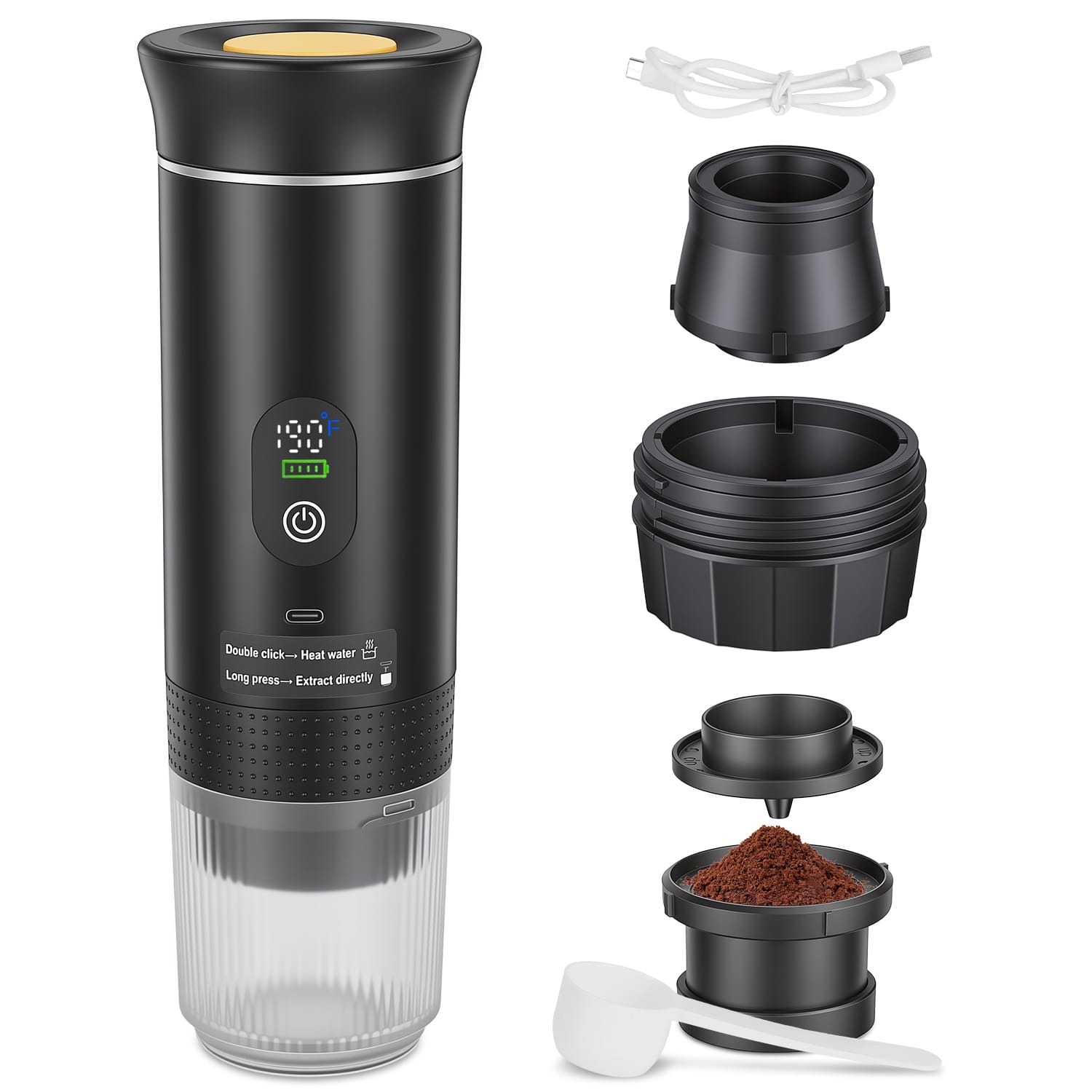 Three brewing options showing Nespresso capsules and ground coffee compatibility