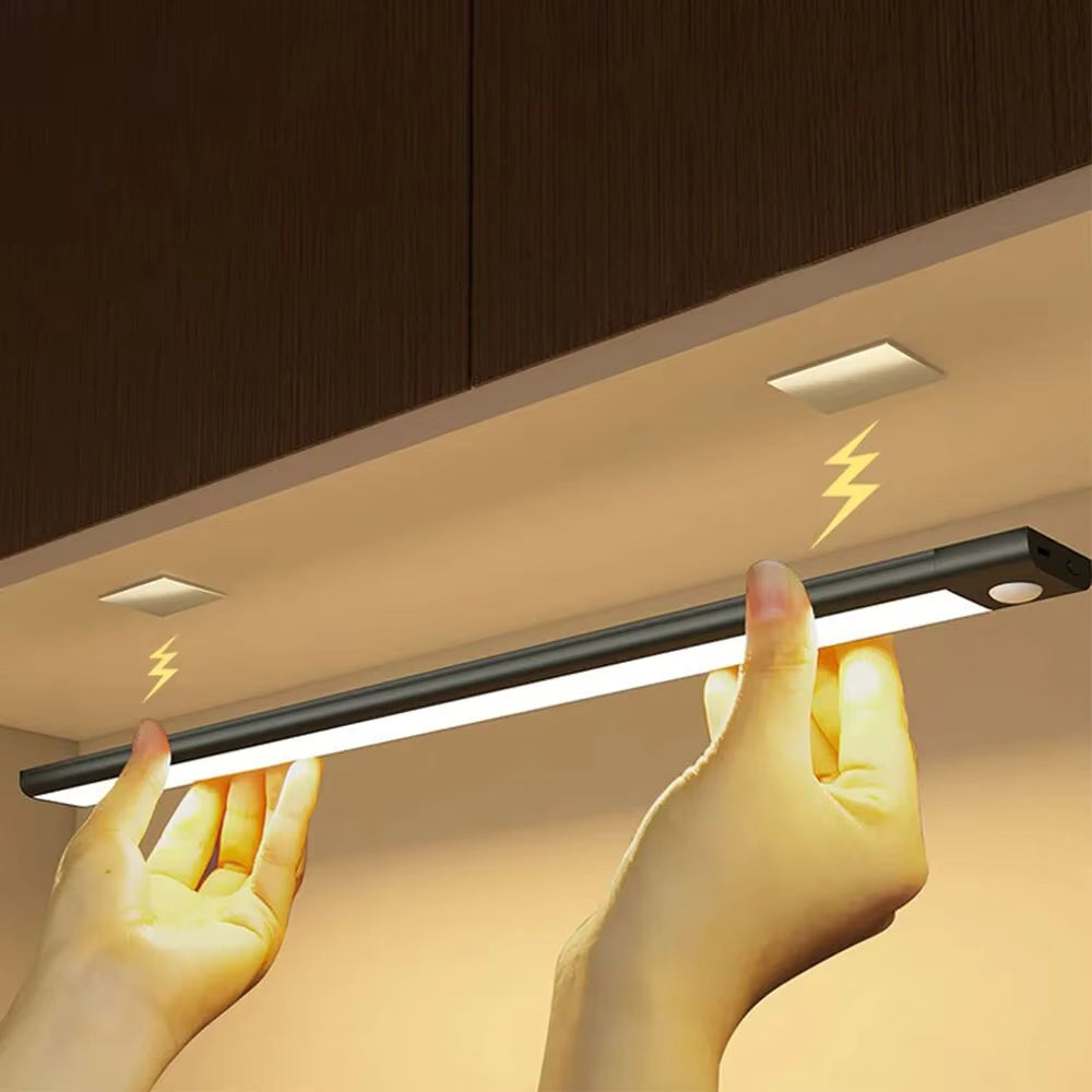 Easy magnetic installation of wireless LED cabinet light no tools needed