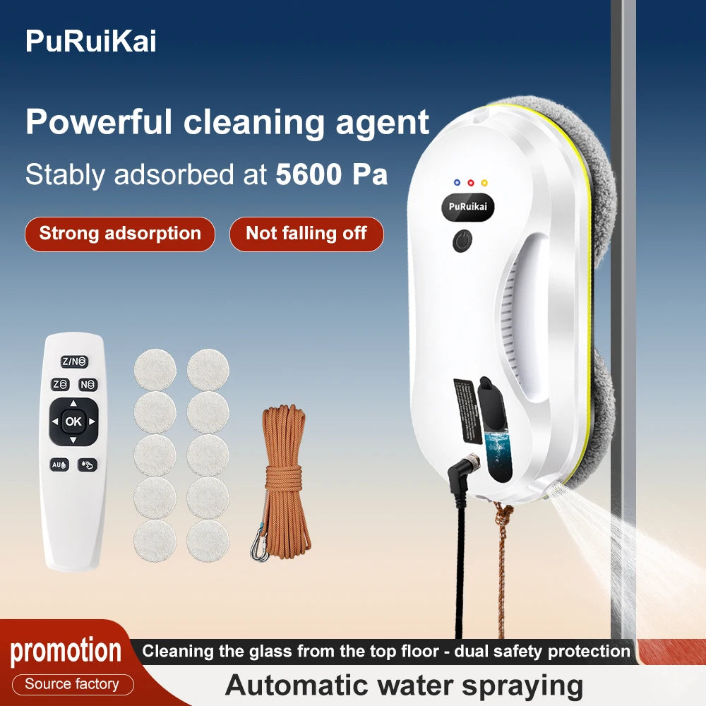 Full accessories kit for robotic smart home window cleaner with strong adsorption