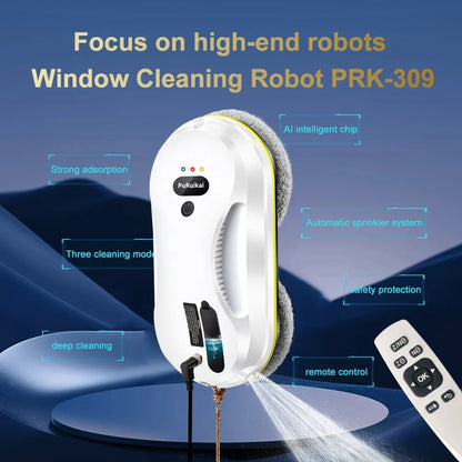 Intelligent robotic window vacuum with safety protection and strong adsorption