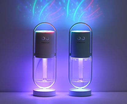 Portable smart home aromatherapy diffusers with integrated color-changing LED night lamp design.