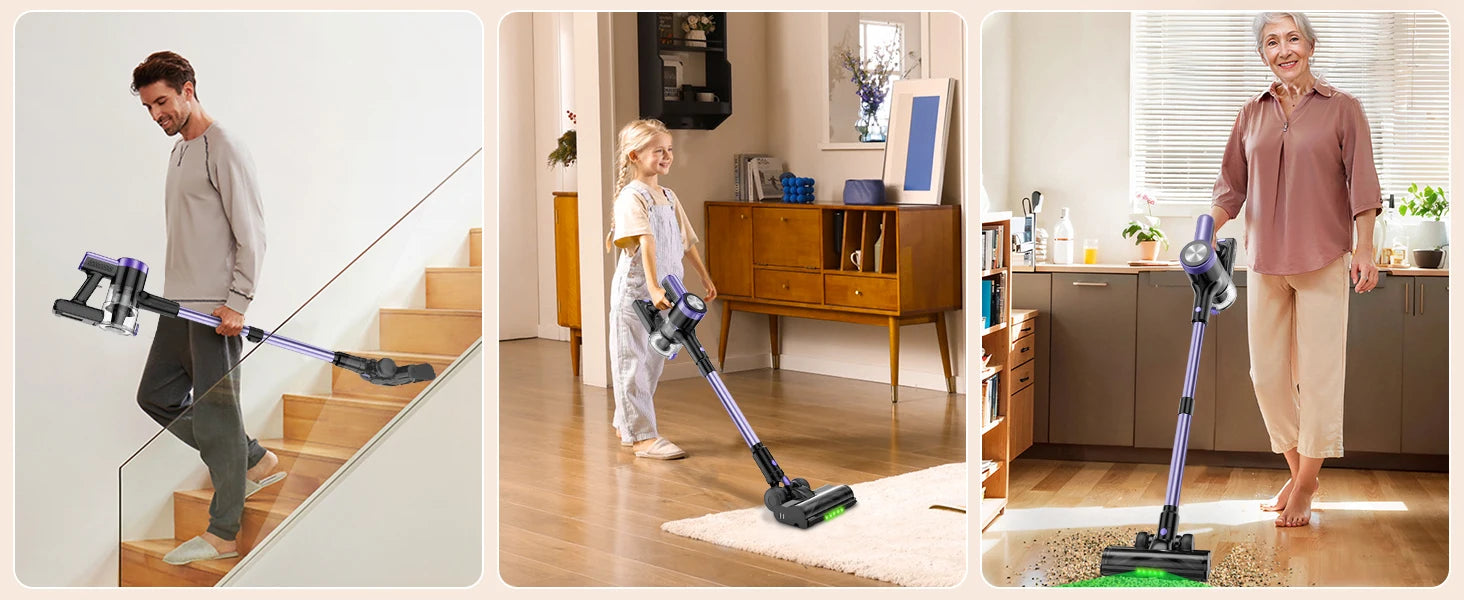 Jazl Store smart cordless vacuum cleaner showcasing lightweight ergonomic design for all ages.