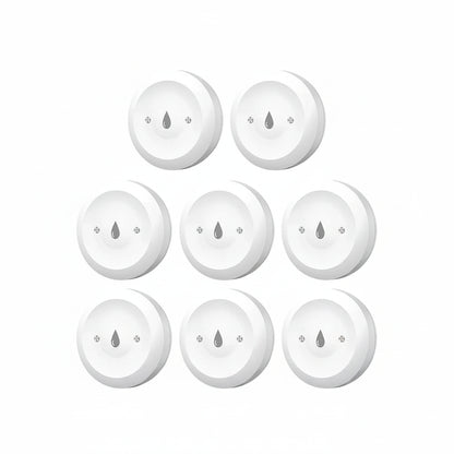 Nine white smoke detectors arranged in a 3x3 grid on a white background with ZigBee logo.