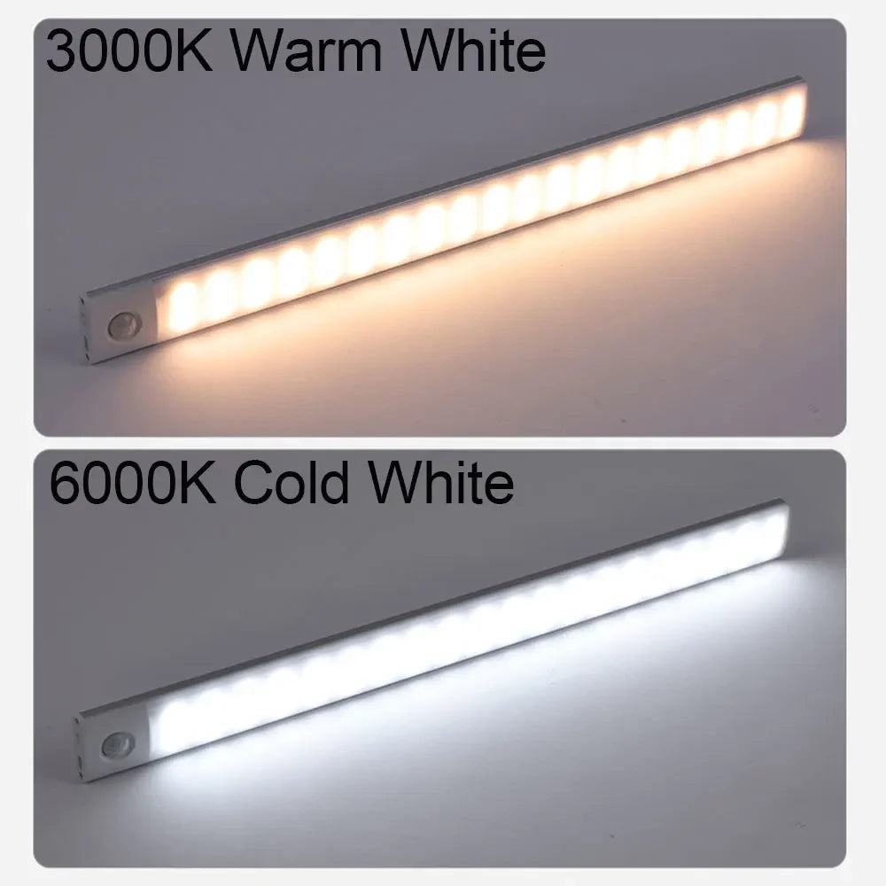 Two LED light bars showing 3000K warm white and 6000K cold white lighting on a gray background.