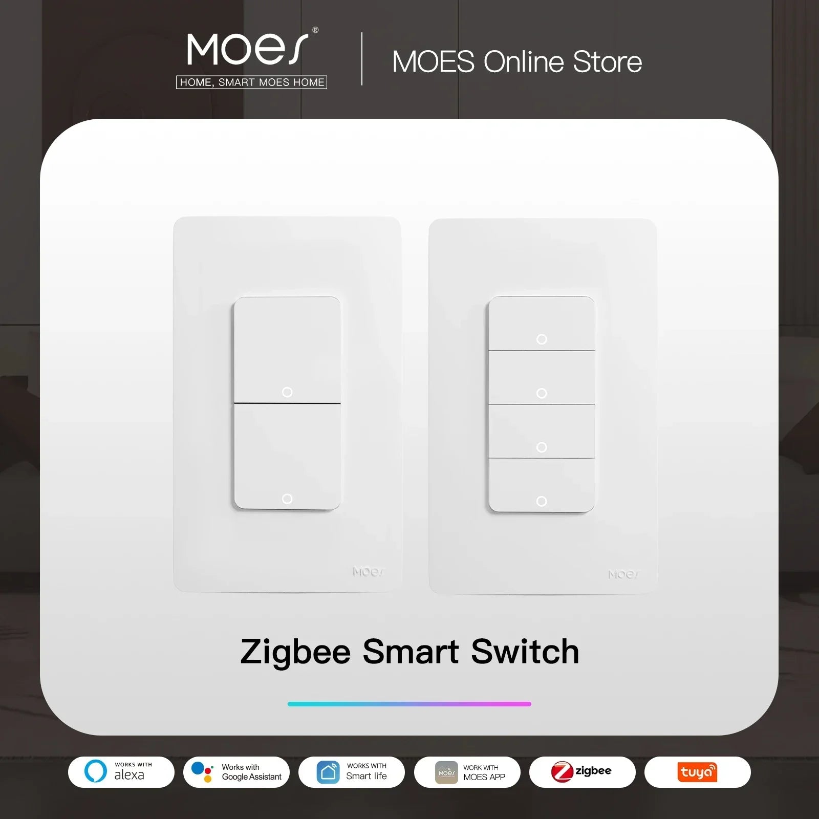 Zigbee Smart Light Switch – Tuya Smart Life Wall Switch (No Neutral Required) Works with Alexa & Google Home