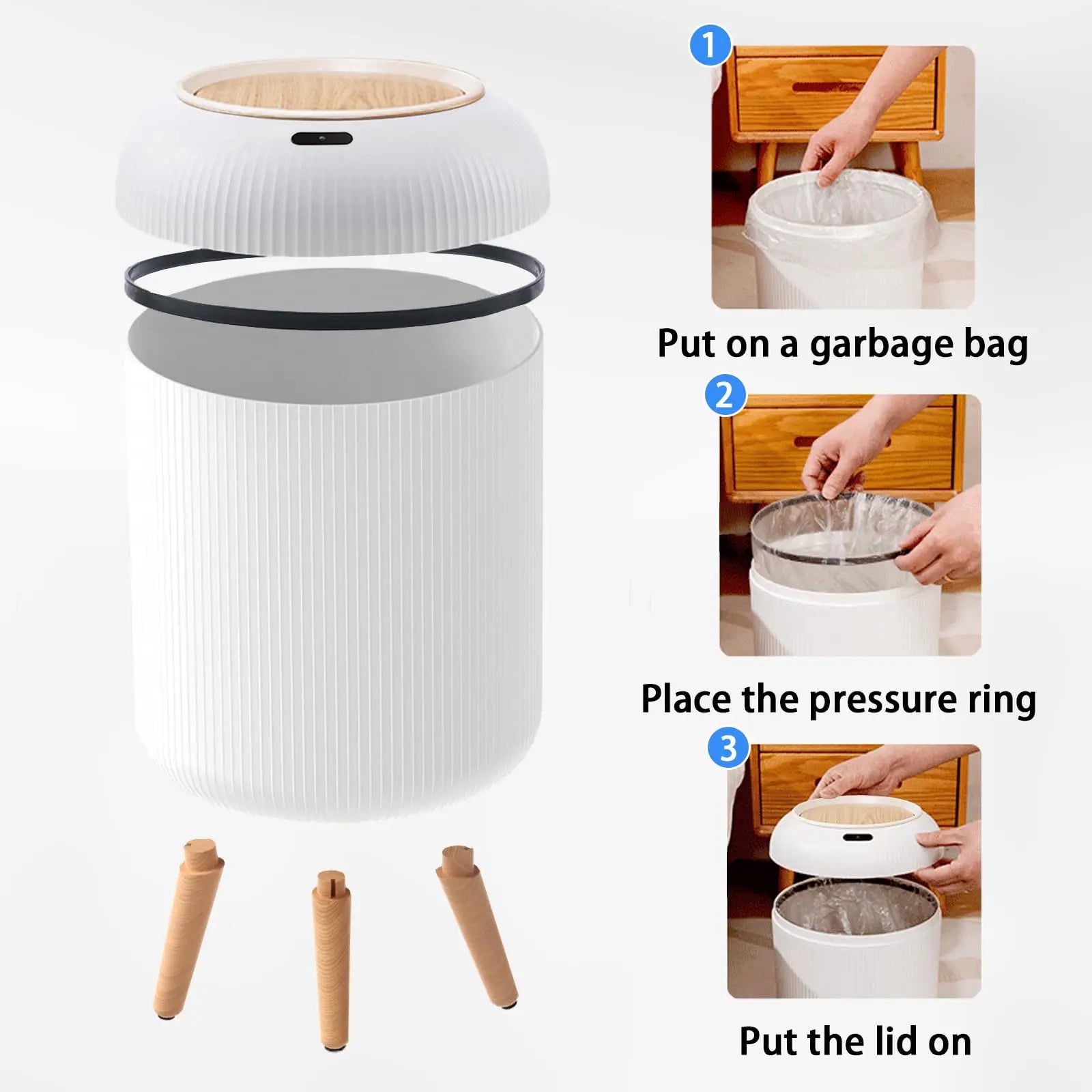 Modern Touchless Smart Trash Can – 10L Automatic Motion Sensor Waste Bin for Bathroom, Bedroom, and Home Office