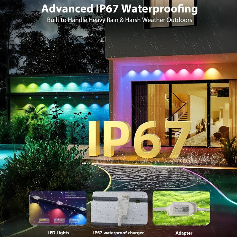 300FT Smart Permanent Outdoor Lights – RGB Color-Changing Eave Lights with App Control, Music Sync & Waterproof Design