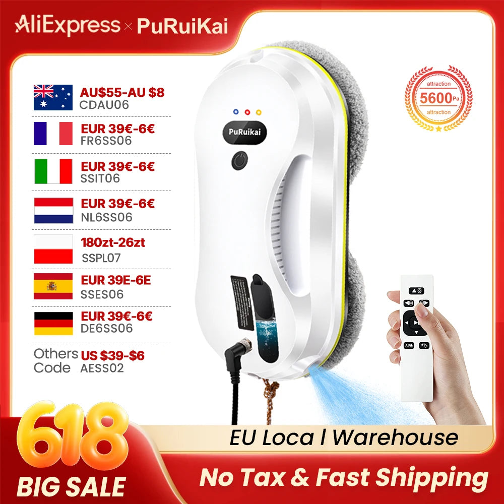 Automatic Window Cleaning Robot – Smart Glass Cleaner with Intelligent Edge Detection & Auto Water Spray