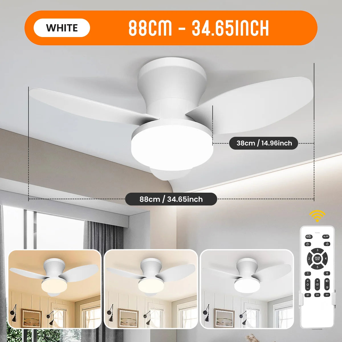Smart Ceiling Fan with Light – 6-Speed Reversible Quiet Fan with Dimmable LED & Remote Control for Bedroom