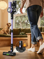 Cordless Vacuum Cleaner 500W 55KPa – Self-Standing Stick Vacuum with LED Display, 60 Min Runtime, Anti-Tangle Brush for Pet Hair & Carpet Cleaning