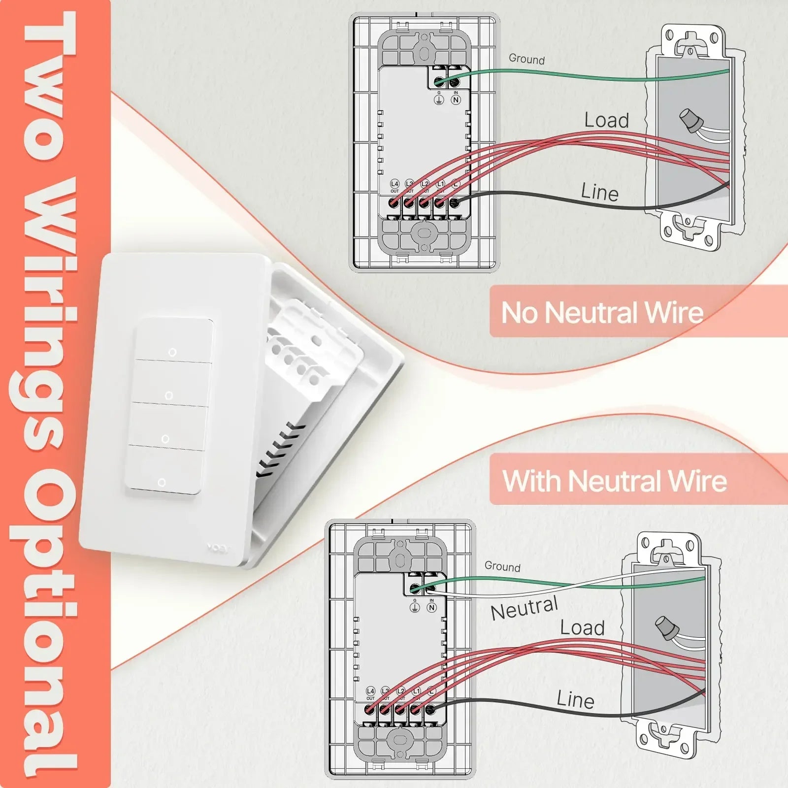 Zigbee Smart Light Switch – Tuya Smart Life Wall Switch (No Neutral Required) Works with Alexa & Google Home