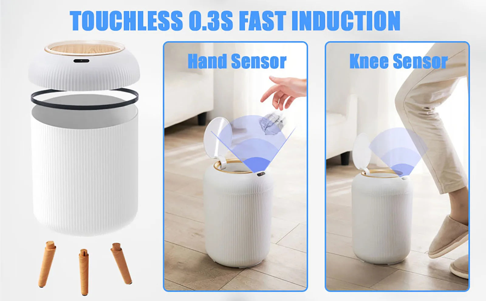 Modern Touchless Smart Trash Can – 10L Automatic Motion Sensor Waste Bin for Bathroom, Bedroom, and Home Office