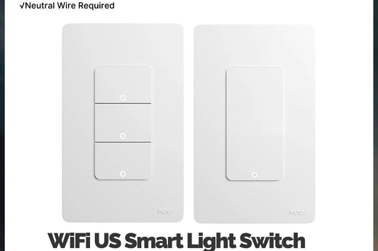 MOES smart wifi light switch single pole installed on white wall