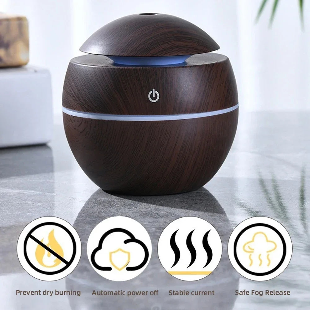 Smart Desk Humidifier Ultrasonic Cool Mist – Essential Oil Diffuser with Touch Control & Ambient RGB Lighting for Bedroom & Office