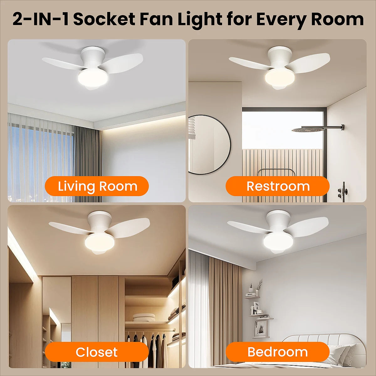 Smart Ceiling Fan with Light – 6-Speed Reversible Quiet Fan with Dimmable LED & Remote Control for Bedroom