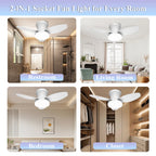 Smart Ceiling Fan with Light – 6-Speed Reversible Quiet Fan with Dimmable LED & Remote Control for Bedroom
