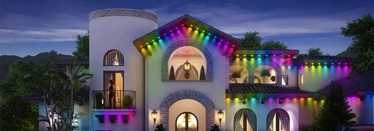 300FT Smart Permanent Outdoor Lights – RGB Color-Changing Eave Lights with App Control, Music Sync & Waterproof Design