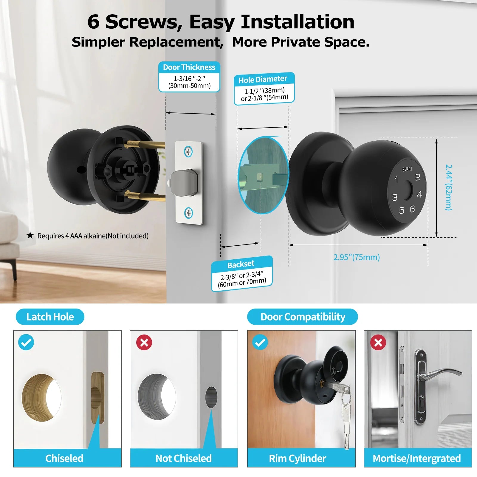 Jazl™ Smart Door Lock — Fingerprint, App Control & Touchscreen Keypad | Keyless Entry Electronic Door Lock for Home & Office Security