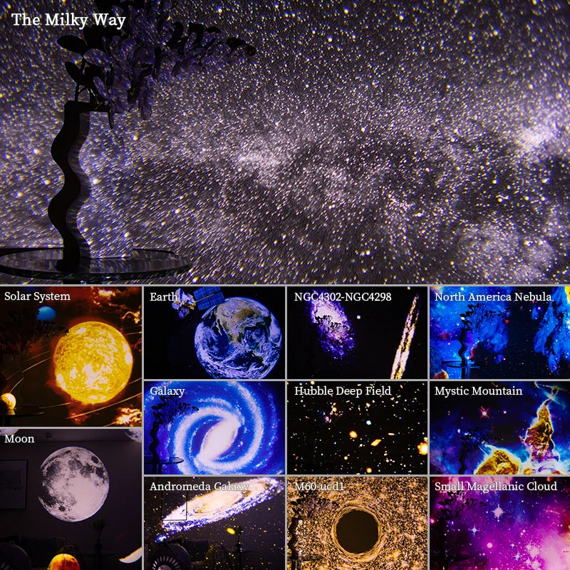 Galaxy Star Projector – 12-in-1 Rotating Planetarium Night Light for Bedroom & Kids