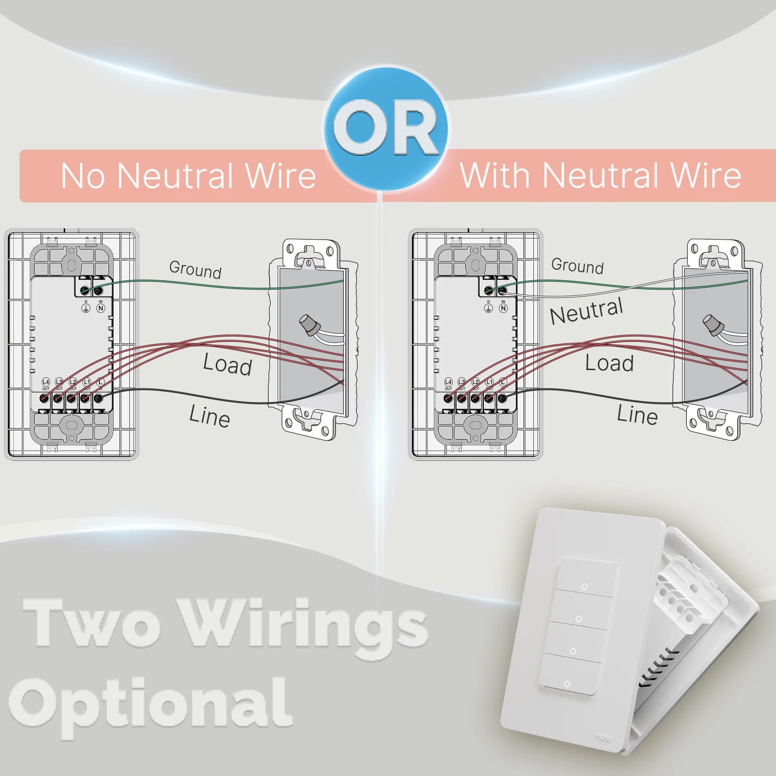 Zigbee Smart Light Switch – Tuya Smart Life Wall Switch (No Neutral Required) Works with Alexa & Google Home