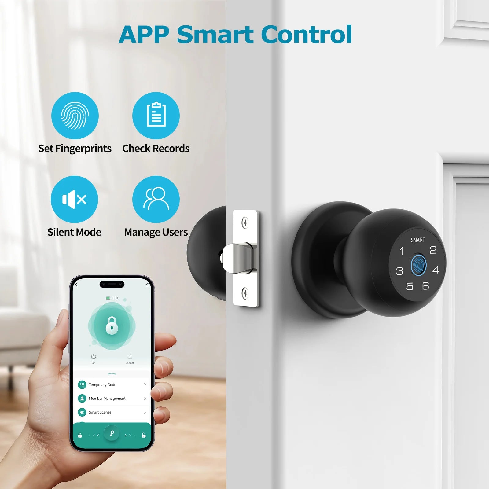 Jazl™ Smart Door Lock — Fingerprint, App Control & Touchscreen Keypad | Keyless Entry Electronic Door Lock for Home & Office Security