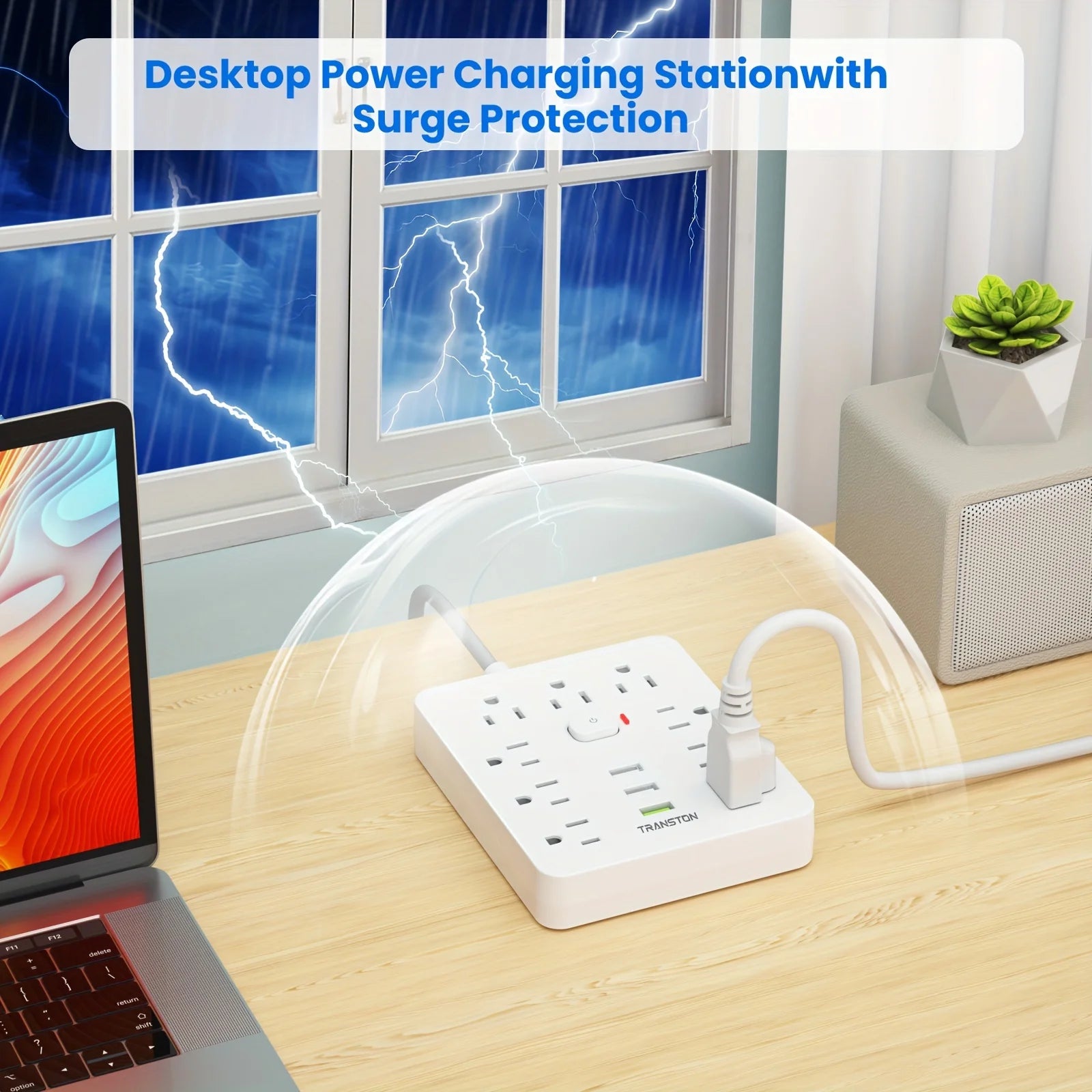 9-Outlet Surge Protector Power Strip – 3 USB Fast Charging Ports & 5ft Extension Cord for Home & Office