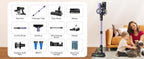 Cordless Vacuum Cleaner 500W 55KPa – Self-Standing Stick Vacuum with LED Display, 60 Min Runtime, Anti-Tangle Brush for Pet Hair & Carpet Cleaning