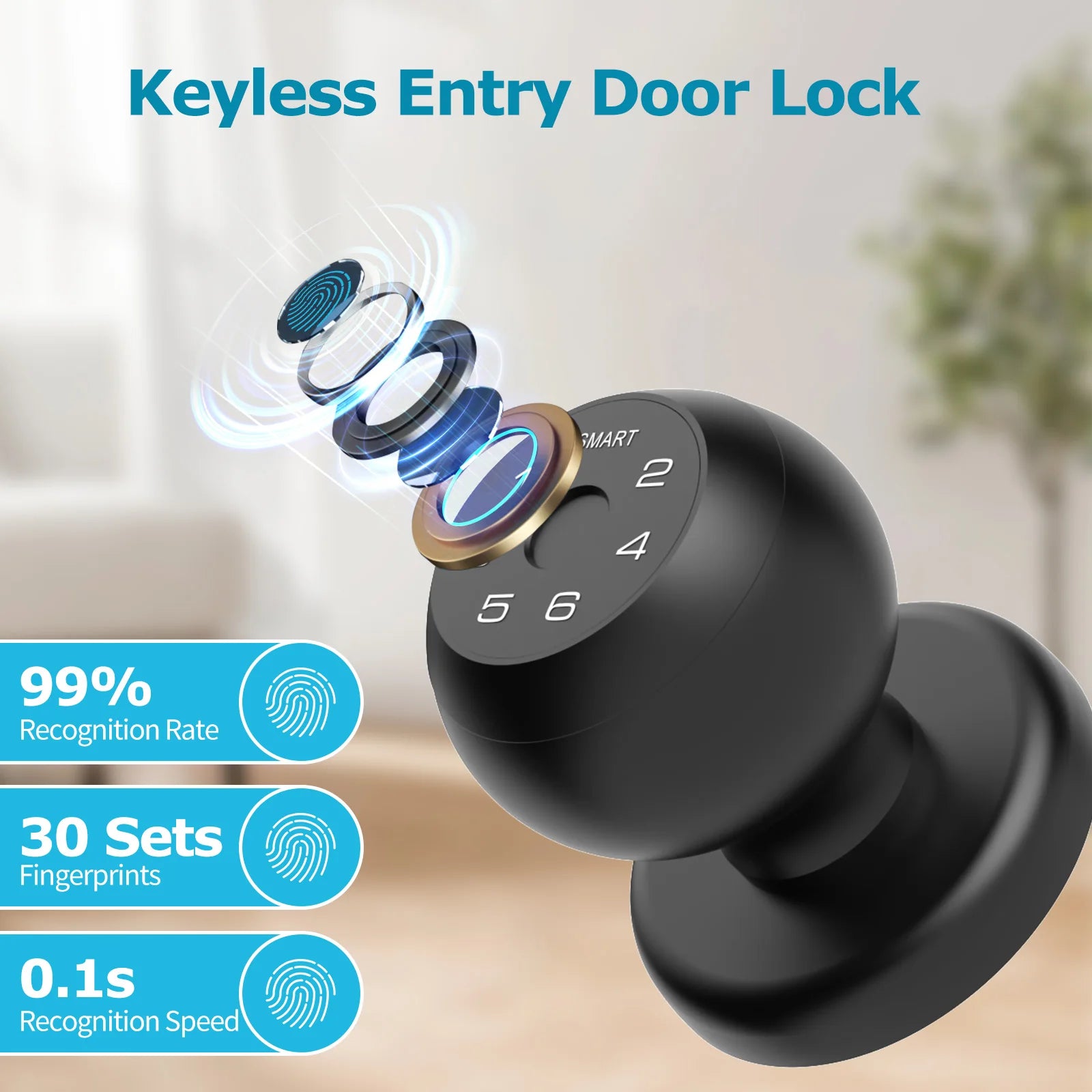 Jazl™ Smart Door Lock — Fingerprint, App Control & Touchscreen Keypad | Keyless Entry Electronic Door Lock for Home & Office Security