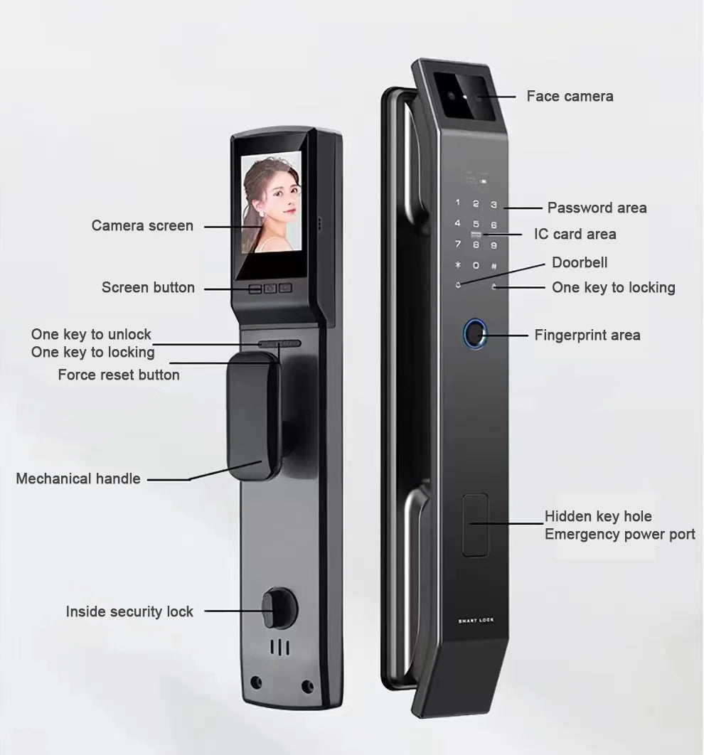 Jazl™ Smart Door Lock — 3D Face Recognition, Fingerprint, PIN & Camera | Keyless Entry Smart Home Security