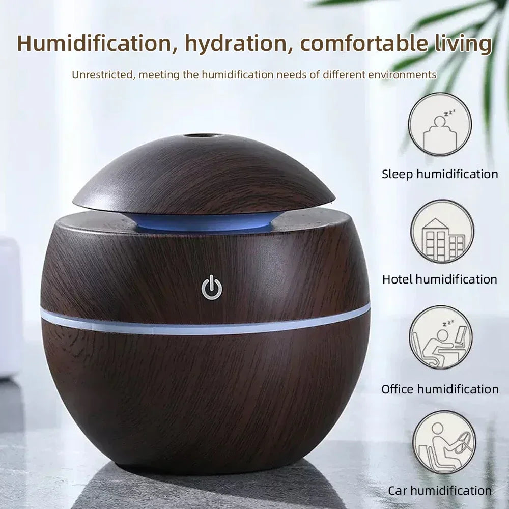 Smart Desk Humidifier Ultrasonic Cool Mist – Essential Oil Diffuser with Touch Control & Ambient RGB Lighting for Bedroom & Office