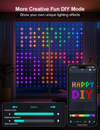 Smart RGB Curtain Lights – App Controlled LED Fairy Lights with DIY Patterns, Music Sync & Remote