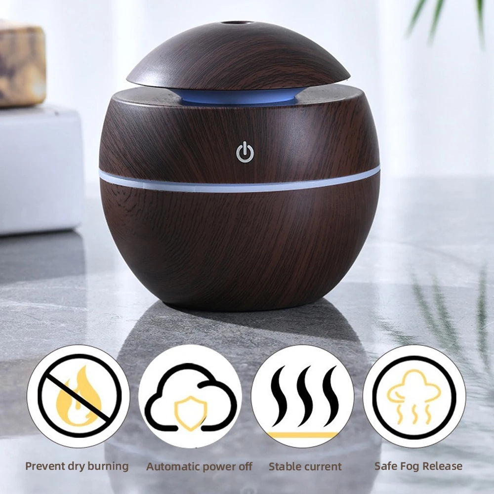 Smart Desk Humidifier Ultrasonic Cool Mist – Essential Oil Diffuser with Touch Control & Ambient RGB Lighting for Bedroom & Office