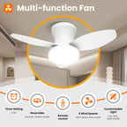 Smart Ceiling Fan with Light – 6-Speed Reversible Quiet Fan with Dimmable LED & Remote Control for Bedroom