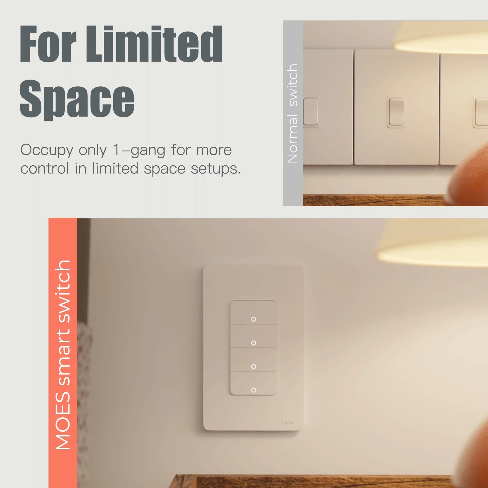 MOES Tuya WiFi Smart Light Switch – Single Pole Wall Switch Compatible with Alexa & Google Home (Neutral Wire Required)