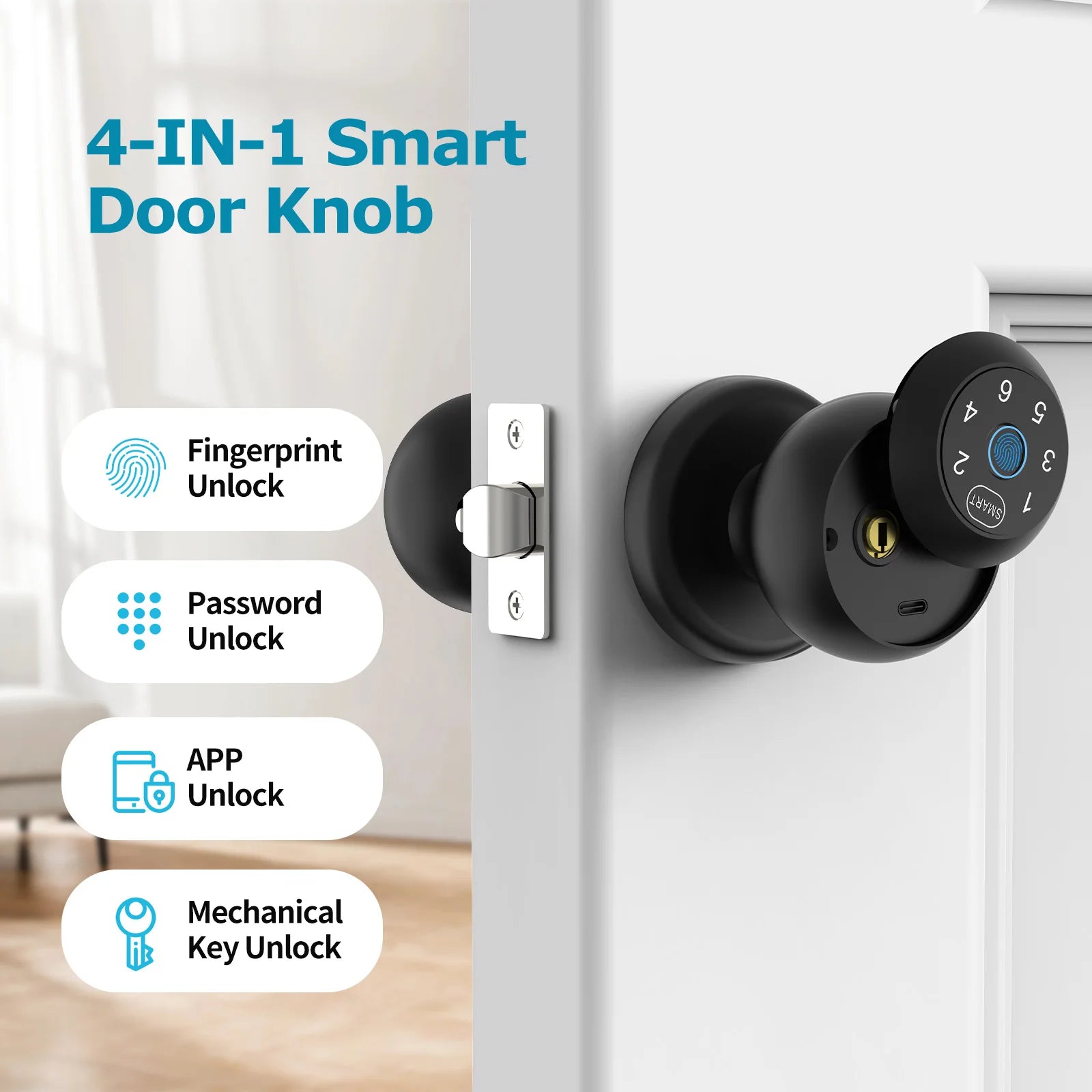 Jazl™ Smart Door Lock — Fingerprint, App Control & Touchscreen Keypad | Keyless Entry Electronic Door Lock for Home & Office Security