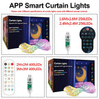 Smart RGB Curtain Lights – App Controlled LED Fairy Lights with DIY Patterns, Music Sync & Remote