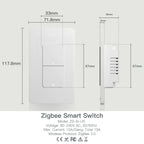 Zigbee Smart Light Switch – Tuya Smart Life Wall Switch (No Neutral Required) Works with Alexa & Google Home