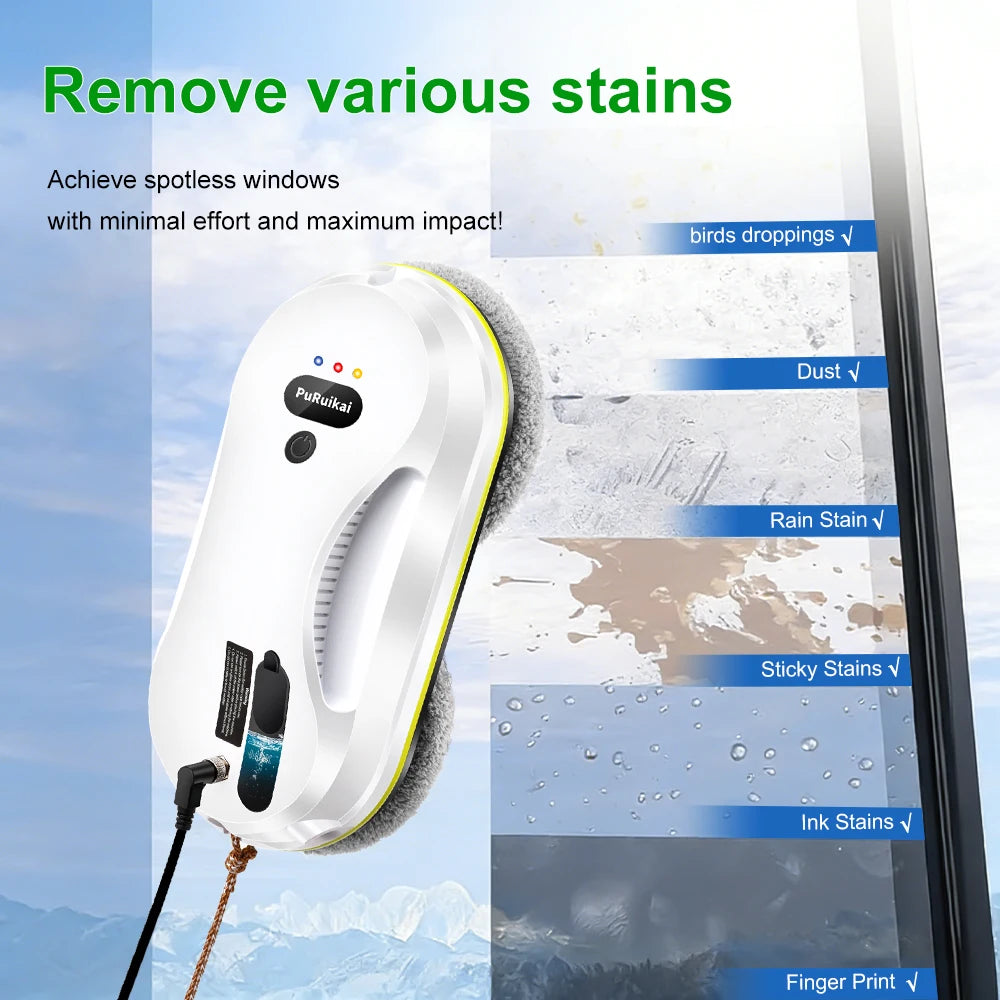 Automatic Window Cleaning Robot – Smart Glass Cleaner with Intelligent Edge Detection & Auto Water Spray
