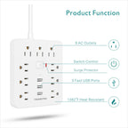 9-Outlet Surge Protector Power Strip – 3 USB Fast Charging Ports & 5ft Extension Cord for Home & Office