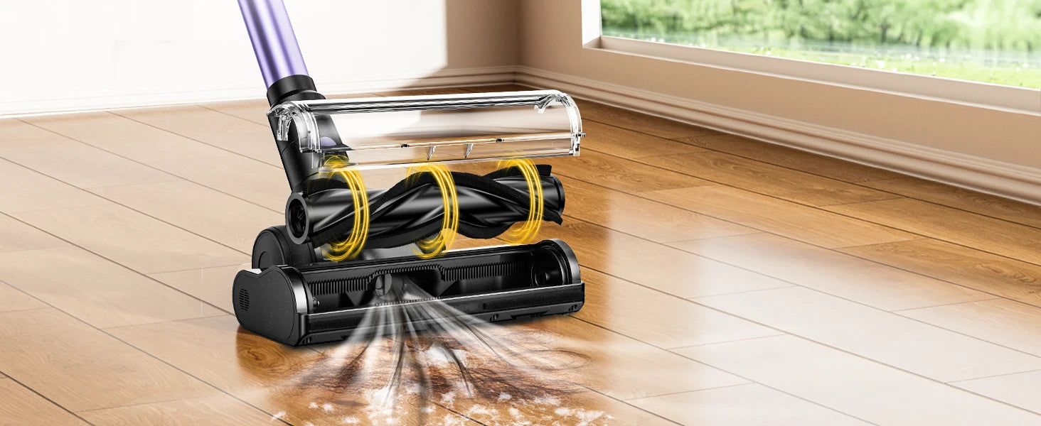 Cordless Vacuum Cleaner 500W 55KPa – Self-Standing Stick Vacuum with LED Display, 60 Min Runtime, Anti-Tangle Brush for Pet Hair & Carpet Cleaning