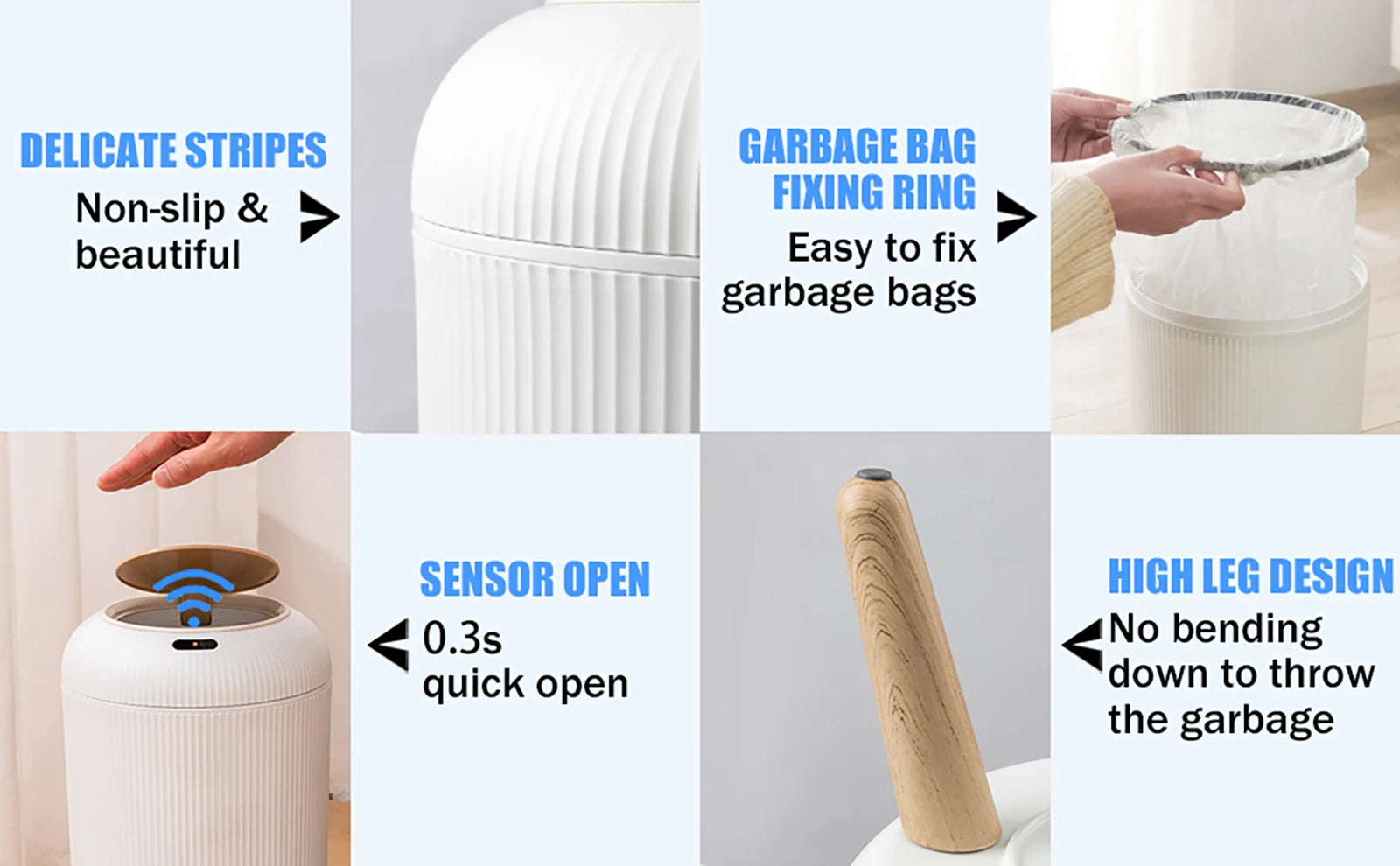 Modern Touchless Smart Trash Can – 10L Automatic Motion Sensor Waste Bin for Bathroom, Bedroom, and Home Office