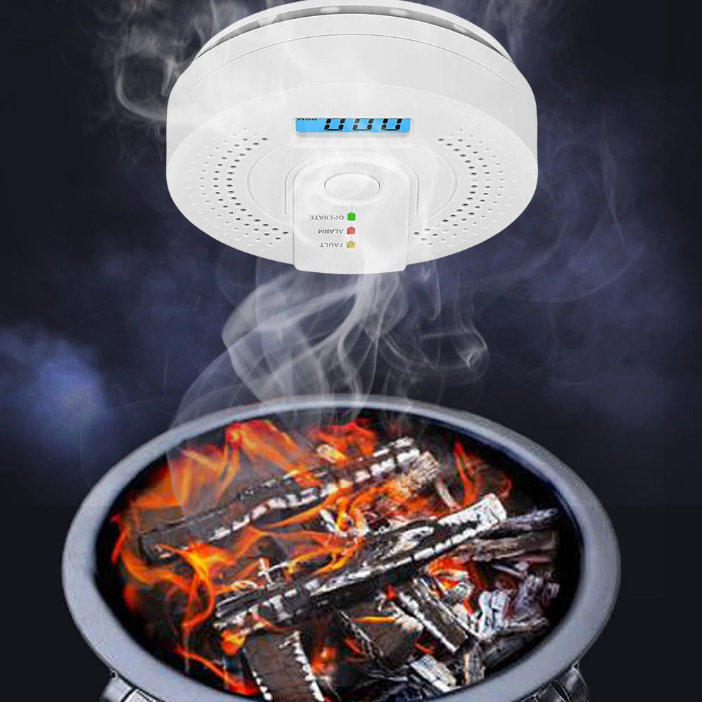 Digital Carbon Monoxide Detector – Battery Powered CO Alarm with LCD Display & Sound Warning for Home Safety