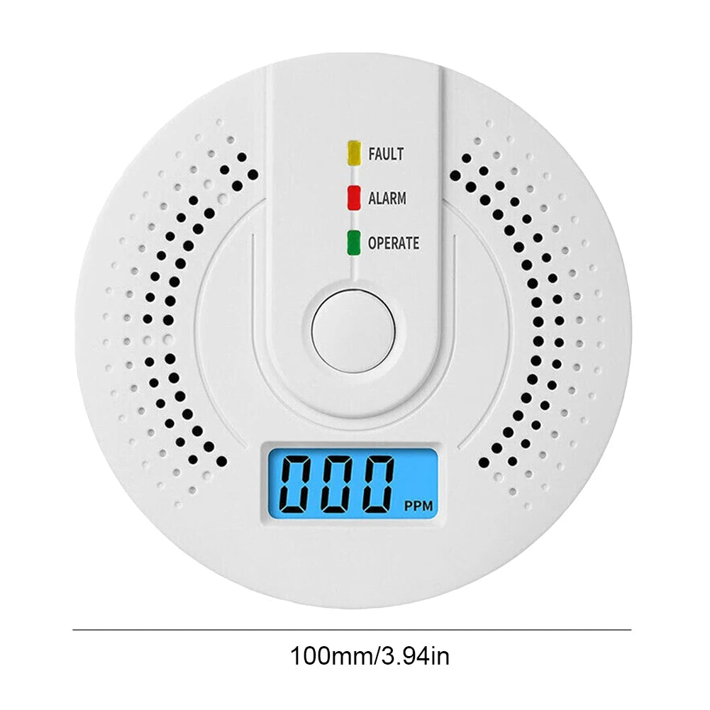 Digital Carbon Monoxide Detector – Battery Powered CO Alarm with LCD Display & Sound Warning for Home Safety