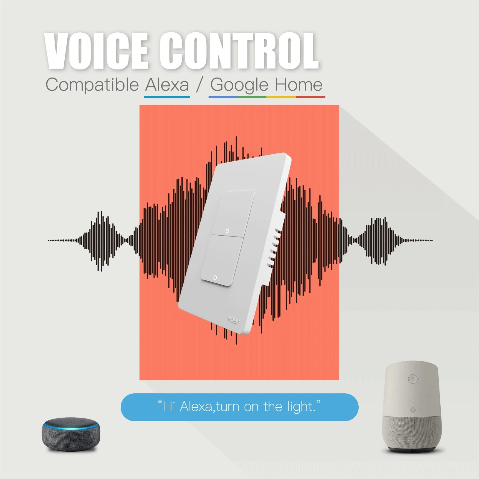 MOES Tuya WiFi Smart Light Switch – Single Pole Wall Switch Compatible with Alexa & Google Home (Neutral Wire Required)