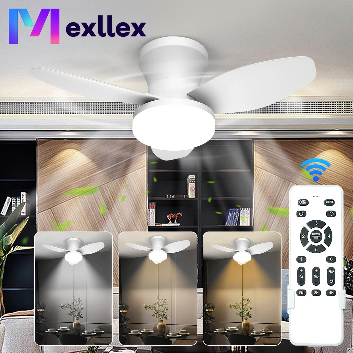 Smart Ceiling Fan with Light – 6-Speed Reversible Quiet Fan with Dimmable LED & Remote Control for Bedroom