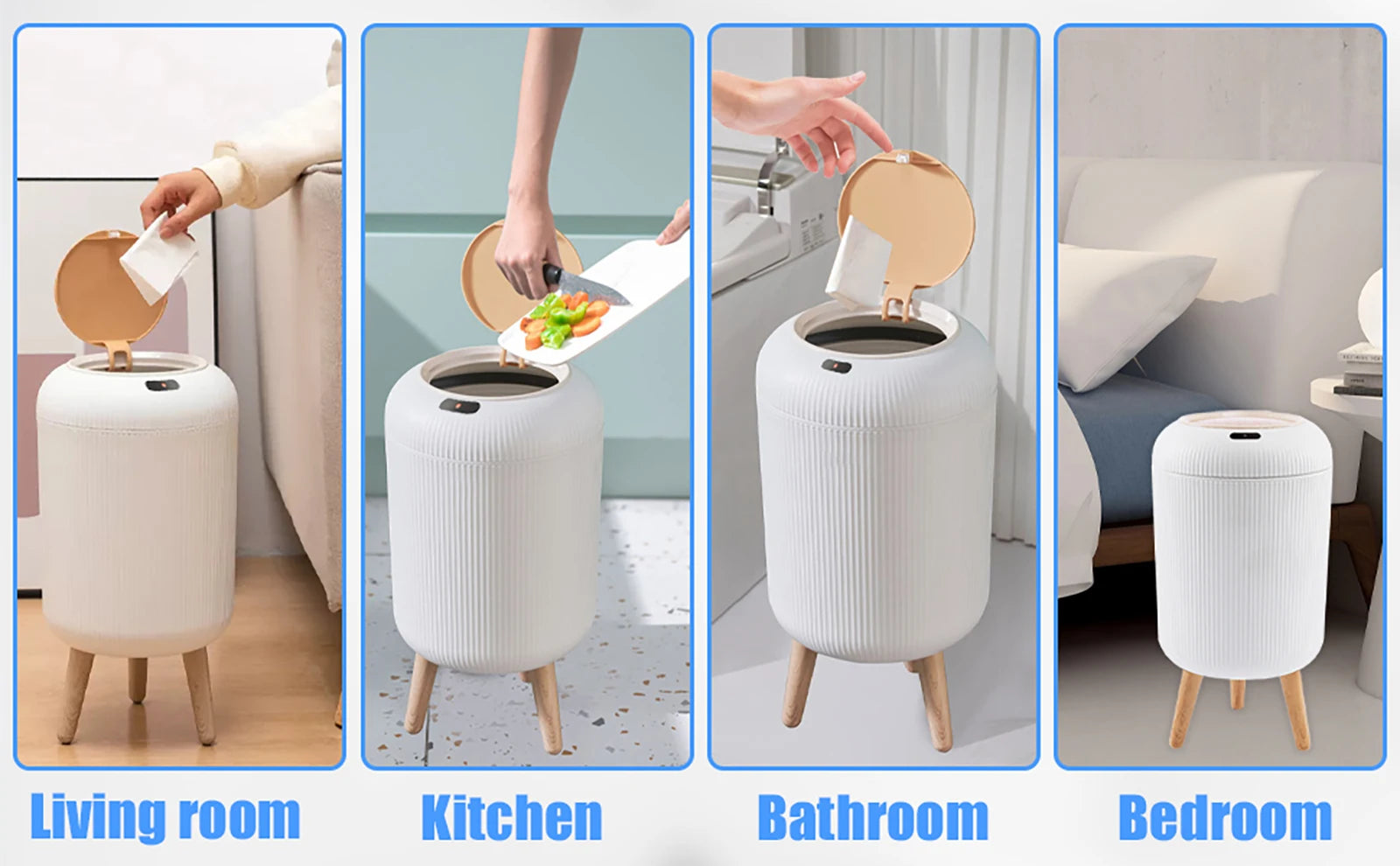 Modern Touchless Smart Trash Can – 10L Automatic Motion Sensor Waste Bin for Bathroom, Bedroom, and Home Office