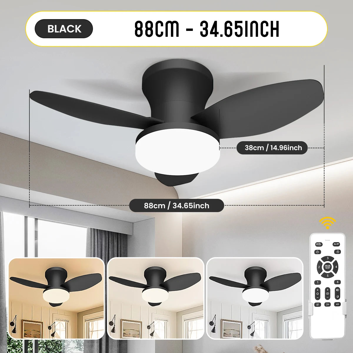 Smart Ceiling Fan with Light – 6-Speed Reversible Quiet Fan with Dimmable LED & Remote Control for Bedroom