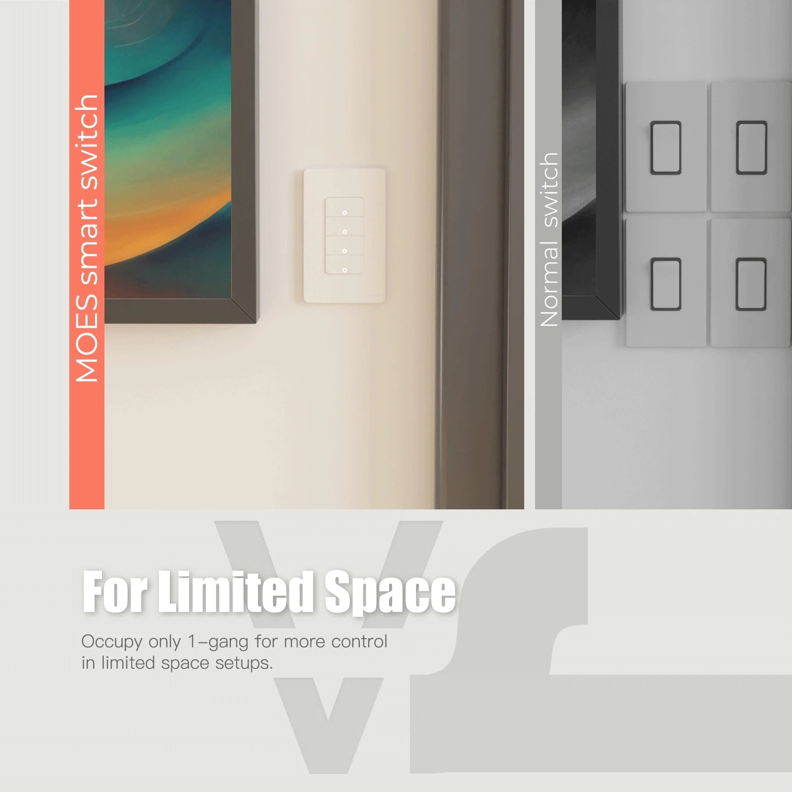MOES Tuya WiFi Smart Light Switch – Single Pole Wall Switch Compatible with Alexa & Google Home (Neutral Wire Required)